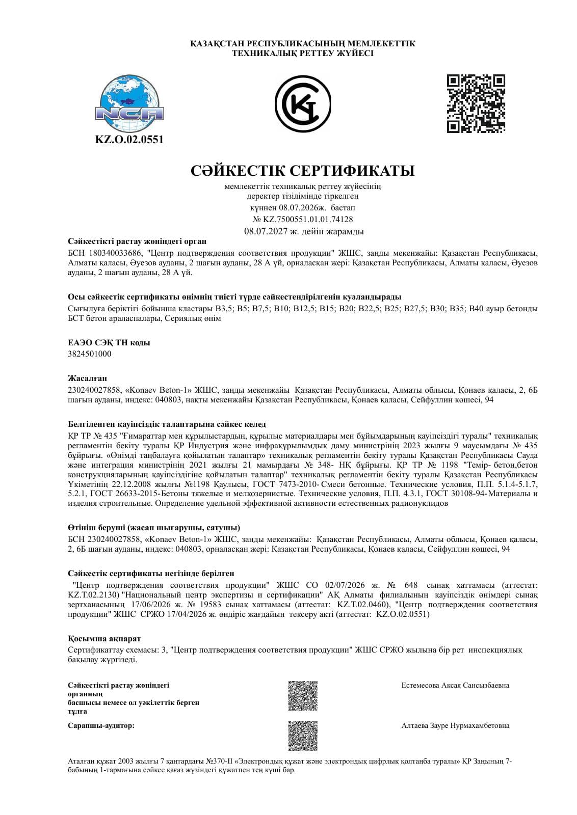 Сертификат соответствия — товарный бетон (ГОСТ)